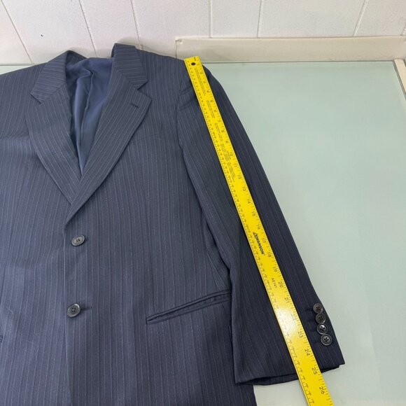 Armani Collezioni Blazer 39R Pinstripe 100% Wool Ventless Navy Blue Made In Ital - Picture 12 of 12